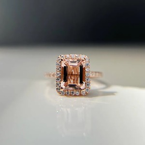 Rose <b>Gold</b> Plated 925 Silver Morganite Oval Cut <b>Cocktail</b> <b>Ring</b> Prong Setting Women's Luxury Engagement Third Party Certified - Product Image 1