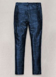 Pantalon en cuir bleu métallisé style jean - Croc Metallic - Product Image 2