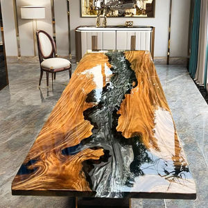 Mesa de Comedor Rectangular de Resina Hecha a Mano de Lujo, Modelo RE020167, Diseño Moderno e Impermeable para el Hogar, Oficina, Sala de Estar, Interior - Product Image 2