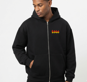 Sweat-shirt à capuche zippé personnalisé de qualité supérieure, épais, uni, 80 % coton 20 % polyester, 480 g/m², coupe oversize, chaud, sans cordon - Product Image 1