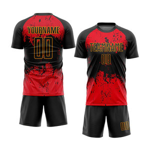 Optimal Comfort Durability Performance Premium Custom Black-red Heat-transfer Printed Soccer Jersey Moisture-wicking Soccer - Product Image 1