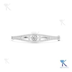 Luxury 14K <b>Solid</b> Gold Unisex Tennis <b>Bracelet</b> Brilliant Cut Lab Grown Diamond Centerpiece Halo Side Diamonds Engagement Party - Product Image 2