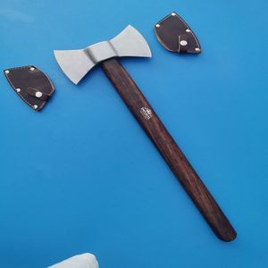 Hache à main industrielle en acier à haute teneur en carbone, à dos plat, lame de 3-5 pouces, outil portable d'extérieur avec manche en bois pour le camping et la coupe du bois - Product Image 1