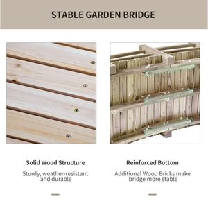 Puente de Jardín de Madera de 1.5 m con Acabado Teñido en Arco, Pasarela con Barandillas para Arreglos Temporales de Exterior, Madera Natural para Patio Trasero - Product Image 6