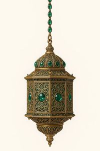 Farol de hierro con paneles naranjas en relieve y diseño recortado para decoración del hogar - Product Image 5