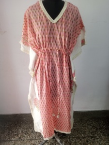 Vestido Kaftán Largo de Algodón de Alta Calidad, Ecológico, Lavable y Transpirable, Kaftán Indio para Mujer, Vestido Largo Holgado para la Playa - Product Image 4