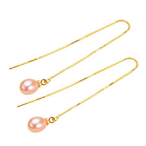 Pendientes de Perlas de Agua Dulce con Forma de Medida de 6 mm, Estilo Colgante, Chapados en Oro y Cobre, con Borla, al por Mayor - Product Image 5