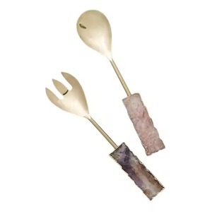 Latest Design Metal Salad Server Set Stainless Steel Salad <b>Serving</b> <b>Spoon</b> Fork Kitchen Dining Table Use - Product Image 4