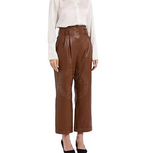 Pantalones de cuero al por mayor con MOQ bajo para mujer, pantalones de cuero de diseño moderno hechos a medida para la venta - Product Image 5