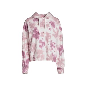 เสื้อฮู้ดครอปผู้หญิงสีม่วงชมพู ลายมัดย้อม ผ้าฝ้ายเฟรนช์เทอร์รี่ แบบสวมหัว สีน้ำ  รับผลิตตามแบบ (OEM) ขายส่ง - Product Image 2