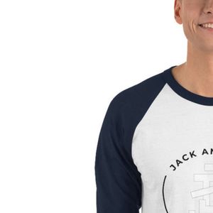 T-shirt Raglan à Manches 3/4 Blanc et Bleu Marine en Coton Doux, Style Baseball Contrastant, Décontracté pour Tous les Jours, Idéal pour les Papas - Product Image 4
