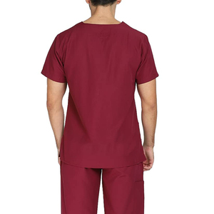 2025 Hot Sale Soft Cotton Mens Custom Slim Fit <b>Doctor</b> Scrub <b>Set</b> V-Neck Short Sleeve Top Tapered Pants Woven Breathable Quick Dry - Product Image 5