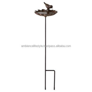 Bain d'oiseaux en métal de qualité supérieure pour extérieur, finition résistante à la rouille, parfait pour la décoration de jardin, bassin à eau pour oiseaux - Product Image 1