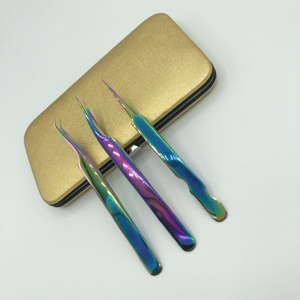 Pince à épiler pour extensions de cils effet arc-en-ciel, à pointe droite à 45 degrés, pour isolation, pointe lisse, testée à la main, précision, avec logo personnalisé - Product Image 2
