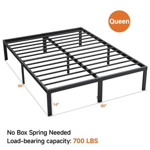 Heavy Duty <b>Queen</b> Metal <b>Bed</b> <b>Frame</b> <b>with</b> <b>Storage</b> Steel Slat Support Black - Product Image 2