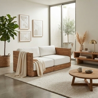 Canapé sectionnel carré en bois de teck de qualité supérieure, une place, style moderne, banquette de salon avec coussin confortable, pour salon, hôtel, appartement
