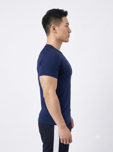 Camiseta Raglán con Logotipo Frontal Personalizado, Impresión por Transferencia de Calor, Corte Regular, Azul Marino, Manga Corta, para Gimnasio y Deportes, 95% Algodón, Secado Rápido, 220g - Product Image 4