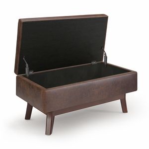 Owen Distressed Chestnut Brown Rectangular Storage Ottoman <b>Small</b> <b>Stool</b> & Ottoman - Product Image 5