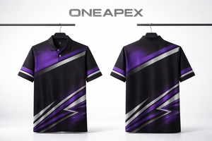 Mens <b>Black</b> Purple <b>Polo</b> <b>Shirt</b> Custom Sublimation Sportswear Graphic Stripe Golf Team Uniform Performance <b>Shirt</b> - Product Image 3