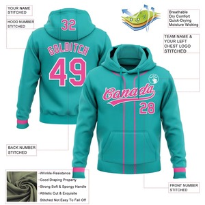 <b>Men's</b> Turquoise Hooded Zip-Up Sweatshirt Custom Name Number Heat Transfer Printing Casual Autumn Wear Regular Fit - Product Image 6