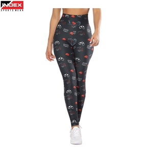 INDEX High Waist Full Length <b>Yoga</b> <b>Leggings</b> <b>Black</b> Print Four-Way Stretch Elastic Waist Sports Pants - Product Image 1
