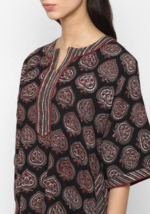 เดรสแขนกุดสีดำเทาเข้มพิมพ์ลายใบไม้สำหรับงานเย็บตะเข็บด้วยผ้าฝ้ายแท้ระบายอากาศได้ดีสำหรับฤดูร้อน - Product Image 6