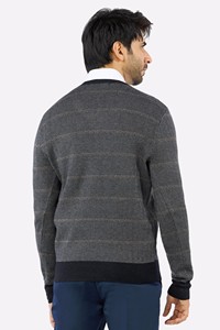 Pull en tricot géométrique pour homme, manches longues, col en V, 100% acrylique, style automne, gris foncé, noir - Product Image 4