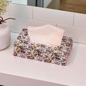 Modern Floral Printed Wooden Square Tissue Holder Handmade Decorative Storage Box for Home Kitchen Tabletop - Product Image 5