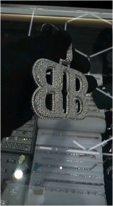 Pendentif de chaîne personnalisé en moissanite ronde sertie de diamants, style hip-hop, en argent 925, pendentif lettre B en diamant VVS, bijoux fins pour hommes - Product Image 3