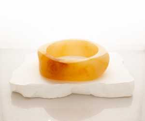 Handmade Marble Resin Bangle Stackable Chunky Wavy Gold Metal Resin Craft Curved Dome Cuff Bracelet Set Jewelry - Product Image 6
