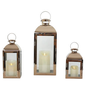 Farol de vela de latón antiguo moderno hecho a mano, portavelas decorativo de metal y vidrio transparente para decoración del hogar y decoración de bodas - Product Image 2