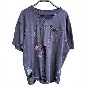 T-shirt uni style streetwear personnalisé avec logo vieilli, coupe droite, 100 % coton, design fuselé pour homme, haute qualité, anti-plis - Product Image 1