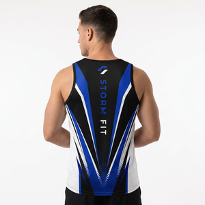 Camiseta sin mangas Storm Fit para hombre, con estampado por transferencia térmica, 100% poliéster, de secado rápido, cuello redondo, para entrenamiento, gimnasio, ropa deportiva, 180g - Product Image 3