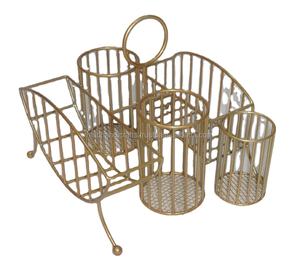 ตะกร้าลวดตาข่ายโลหะแบบกำหนดเองช้อนส้อมผงทองสำหรับใช้ในห้องครัวหรือสำนักงาน - Product Image 2