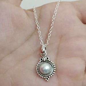 Collier de perles d'eau douce, bijoux en argent sterling 925, collier fait main, cadeau pour elle - Product Image 5