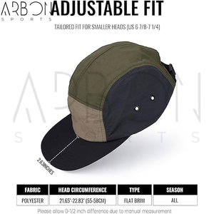 Casquettes 5 panneaux de style Techwear multicolores, légères, en nylon de bonne qualité, pour le sport en plein air, la course à pied et la randonnée, avec sangle réglable. - Product Image 5
