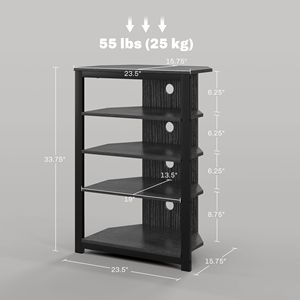 Mobile TV LED Nero Moderno con Ripiani Portaoggetti e Struttura in Acciaio, Tavolo TV per Soggiorno Stile Pannello in Legno - Product Image 3