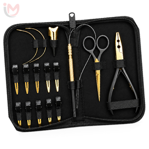 Kit de pinces pour extensions capillaires : Pinces d'application pour micro-anneaux, Pinces de pose et d'ouverture de micro-perles, Outil pour boucles de cheveux, Ciseaux de couture OEM - Product Image 5