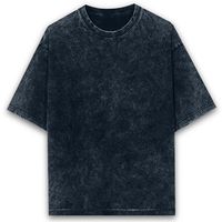 T-shirt décontracté pour homme en jersey tricoté, coupe oversize vintage, manches courtes, col rond, 100 % coton, anti-plis, couleur unie, effet délavé à l'acide