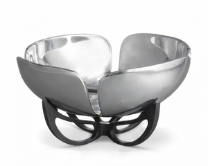 Frutero pulido brillante de aluminio con soporte de Base antiguo decorativo Cuenco de lujo Cuenco de servicio moderno Diseño único - Product Image 2