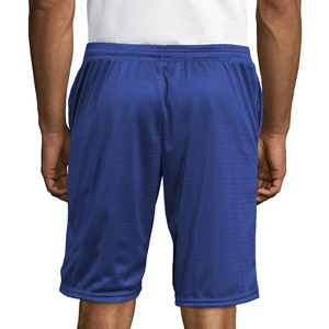 Shorts unisexes bleu royal à double couche en mesh, fermeture à cordon, taille élastique, respirant, couleur unie, coupe classique, vêtements de sport pour adultes - Product Image 4