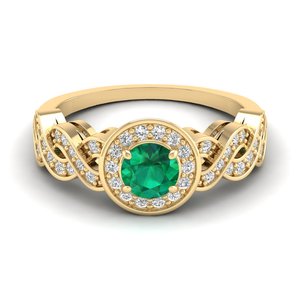Bague REYES Dainty en argent sterling 925 avec émeraude ronde de 0,5 carat et halo de moissanite pour femme, bijou classique - Product Image 6