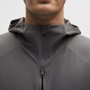 Chaqueta de senderismo impermeable de lona con capucha y cuello mandarín teñido, unisex, talla grande, con logo personalizado, para invierno - Product Image 4