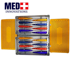 Juego de curetas cervicales de arcoíris, juego de curetas ortopédicas Volkmann Manual Power Spine, caja de esterilización con mango de Color - Product Image 5