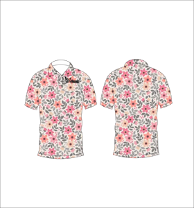 Mens <b>Peach</b> Floral Print Polo <b>Shirt</b> Short Sleeve Cotton Casual Breathable Regular Fit Summer Wear - Product Image 2