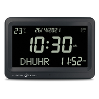 Jam Azan LCD Al-Fatiha Muslim, Penunjuk Waktu Sholat, Tanggal Hijriah, Adzan Otomatis, Modern Islami, FAJR, Horloge, Jam Adzan