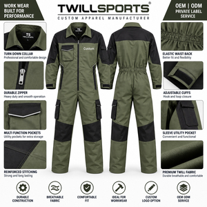 Overol de Trabajo de Manga Larga, Tipo Twill, para Mecánicos, Ropa de Trabajo Industrial Resistente para Hombre, Overol de Algodón de Manga Larga - Product Image 6