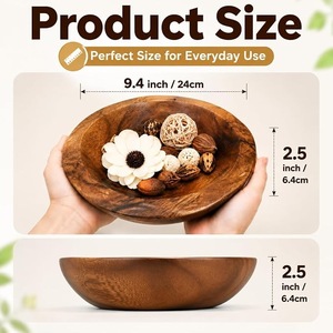 Tazón de Madera Ecológico Desechable Hecho a Mano, Tazón de Madera Maciza Natural para Ensaladas y Frutas, Vajilla Rústica para Mesa de Cocina, Estilo Americano - Product Image 6