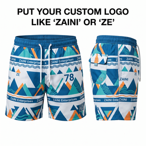 Premium 150 GSM Polyester Peach Finish <b>Swim</b> <b>Shorts</b> Blue <b>White</b> Teal Orange Custom Logo Quick Dry Beachwear - Product Image 1