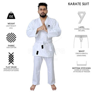 Traje de Karate Ligero 100% Algodón Ecológico con Tela Transpirable para Movimiento Dinámico y Entrenamiento Duradero - Product Image 6